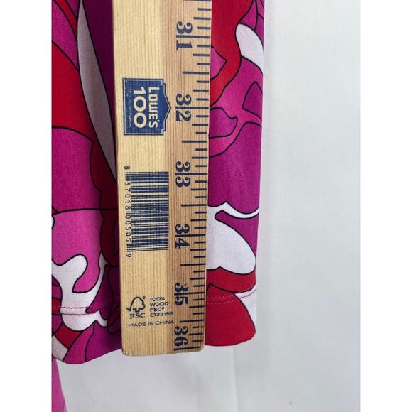 Trina Turk Women Medium Pink/Red Floral Print Short Sleeve Hippie Chic Dress - Picture 5 of 10